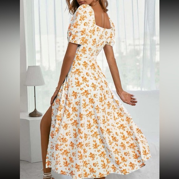 Boho floral print know front slit thigh maxi dress - Picture 3 of 16